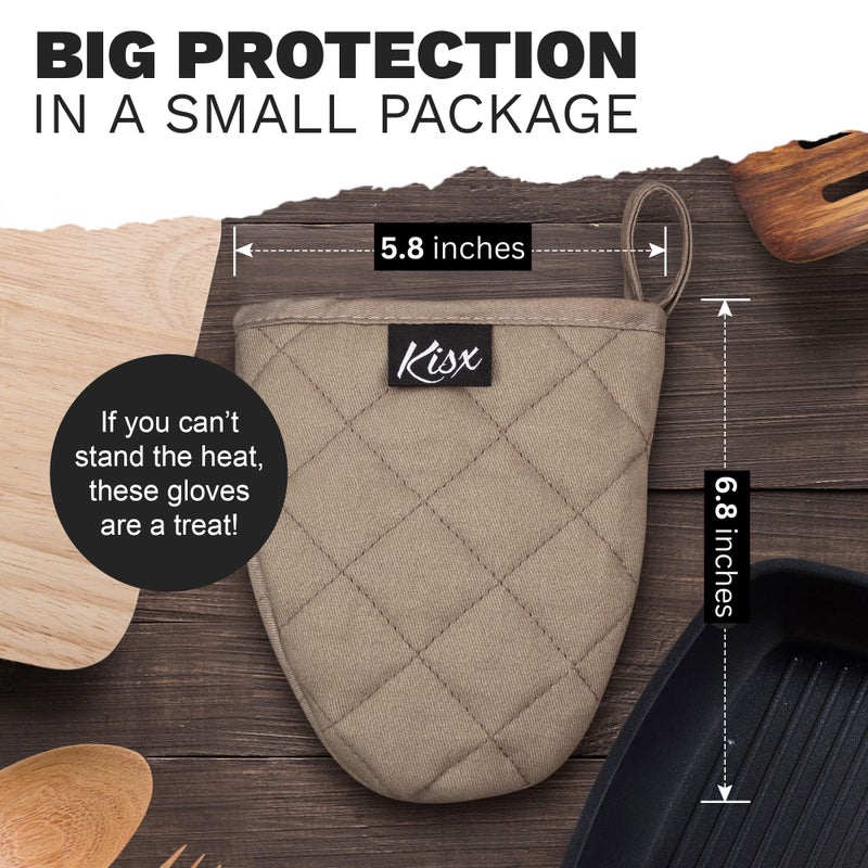 Kisx Oven Mitts Heat Resistant - (Grey Color) Mini Oven Mitts, Silicone Gloves Heat Resistant, Kitchen Gloves for Cooking, Silicone Oven Mitts & Pot Holders Sets, Kitchen Pot Holders & Oven Mitts Sets - Image 3